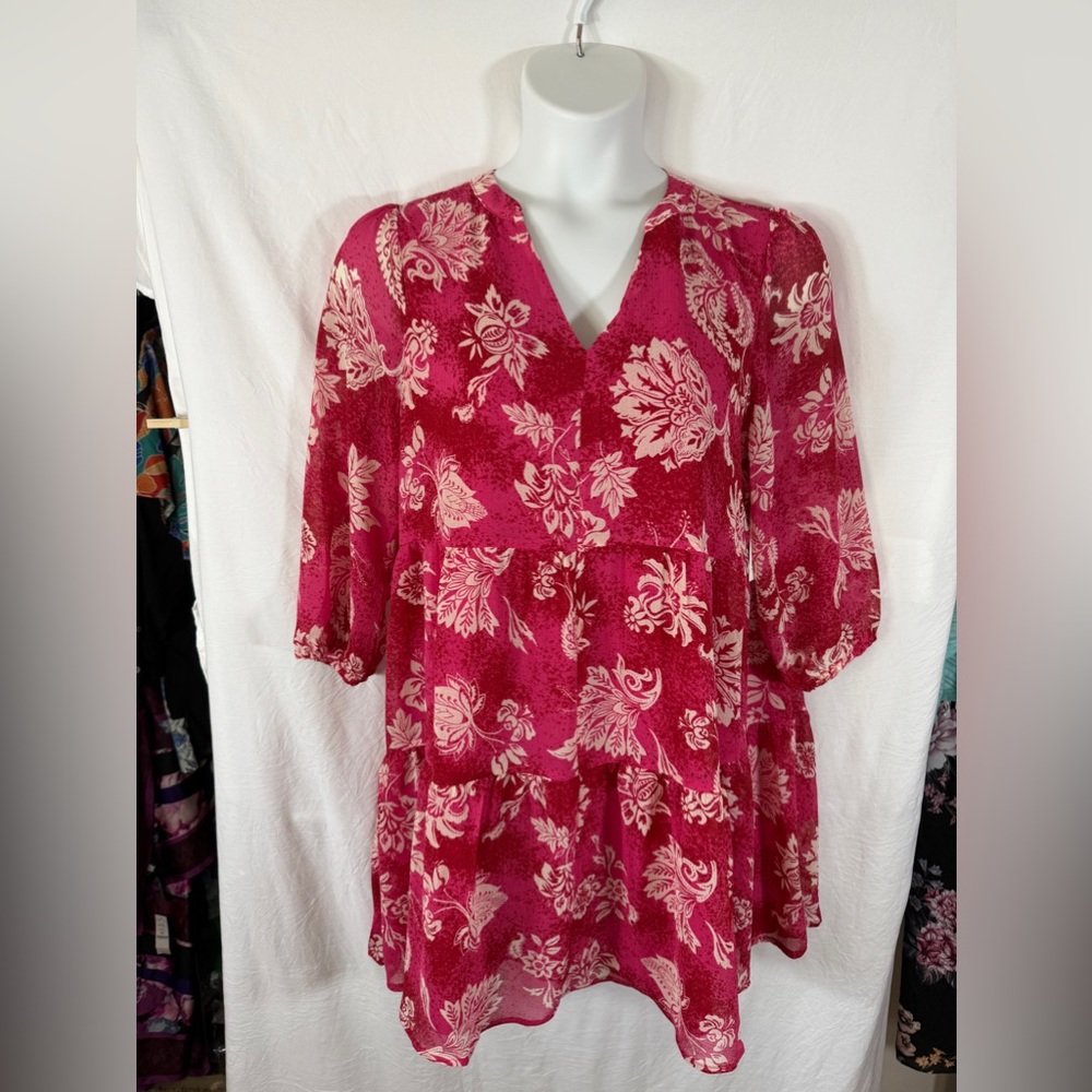 89th & Maddison Rose Res White Floral Tiered Mini Dress Size M NWT SKU0726 - Picture 3 of 11